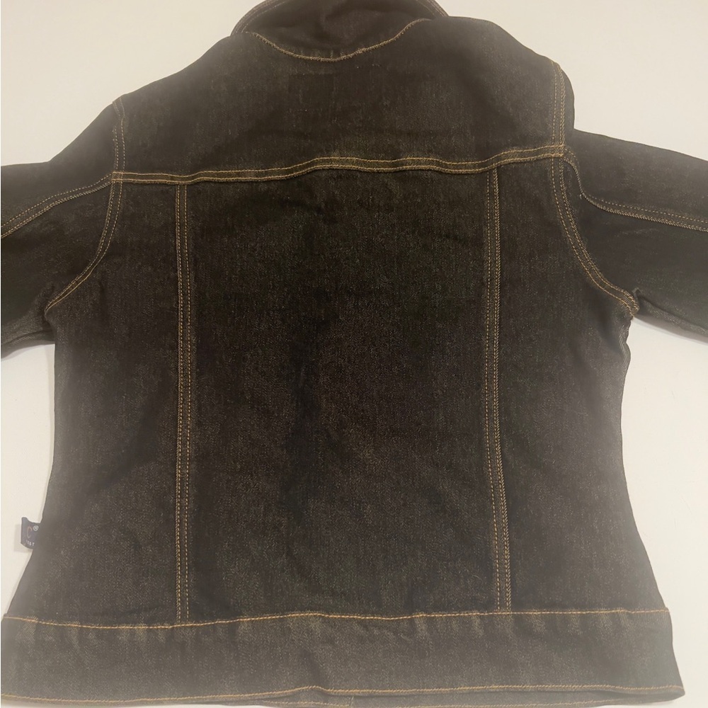 Y2K Crest Black Jean Jacket Classic Denim Style (D4) - Picture 10 of 12